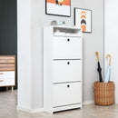 Scarpiera 3 Scomparti in Legno Bianco 60x24x132 cm 