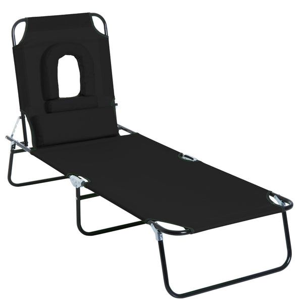 prezzo Transat pliant 187x58x36 cm en acier et tissu Oxford noir