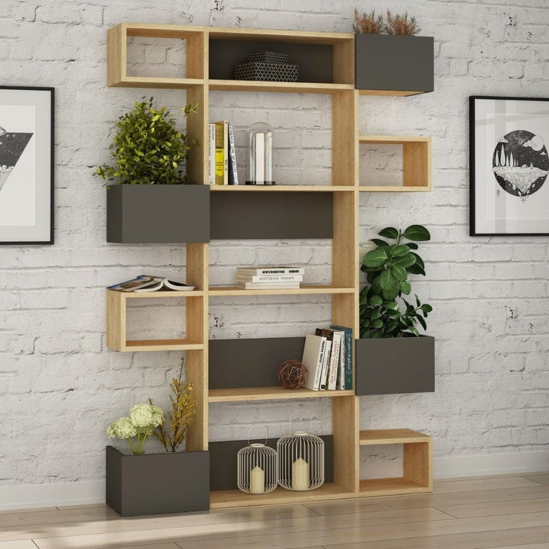 Libreria design 120x171 cm Niho rovere antracite 