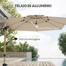 Ombrellone a Sbalzo Inclinabile con Manovella 415x293x270 cm con Base a Croce Kaki   