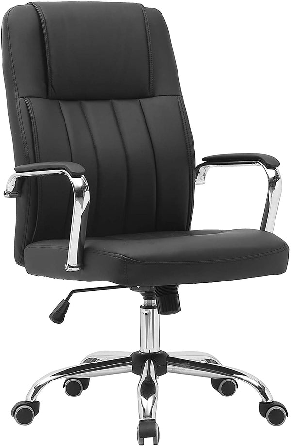 sconto Chaise de bureau de direction 59x67x105/113 cm ergonomique en simili cuir noir