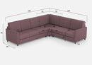 Divano Angolare 6 Posti 281x221x85 cm Karay in Tessuto Prugna