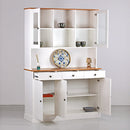 Credenza con vetrinetta 5 ante e 3 cassetti 128x197 cm 128,4x43x197 cm in legno bianco/noce