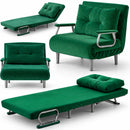 Poltrona Letto Reclinabile Chaise Lounge con Seduta Imbottita Convertibile in Velluto a Coste Verde