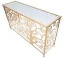 Console Albero della Vita 141,5x40,5x81,5 cm in Ferro MDF e Specchio Oro