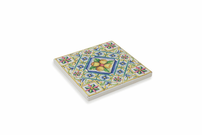 Set 6 Sottobicchieri Quadrati in Ceramica Fondo in Sughero 10x10 cm VdE Tivoli 1996 Costiera