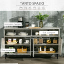 Credenza 147x40x83 cm con Armadietti a 2 Ante e Mensole Regolabili Effetto Marmo Grigio