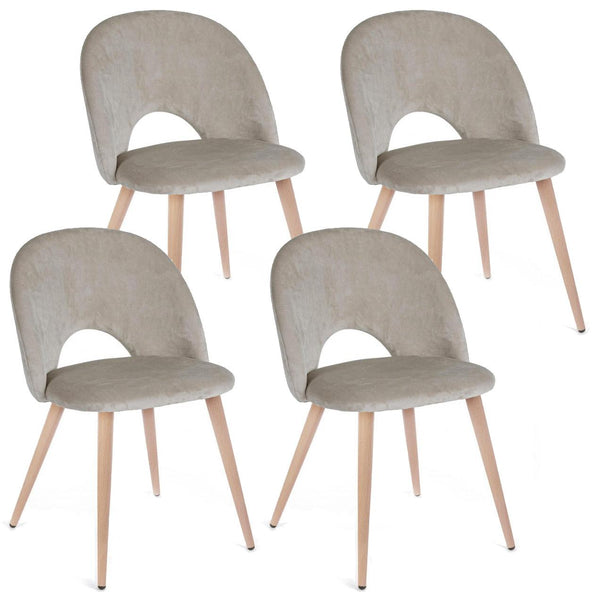 acquista Lot de 4 Chaises 53x60x82 cm en Polyester Effet Velours Gris Tourterelle
