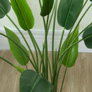 Pianta Artificiale Uccello del Paradiso 20 Foglie da 140 cm con Vaso in PE e PP Verde   