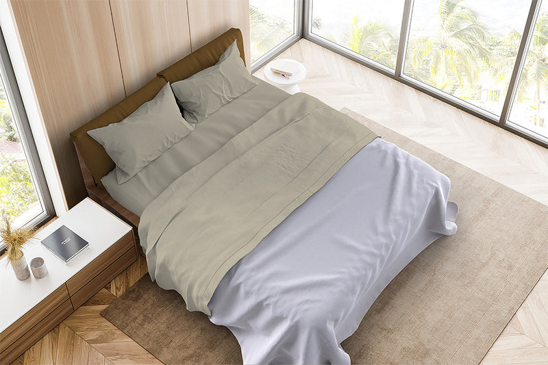 Set Lenzuola Matrimoniale Sopra Sotto e Federein Microfibra Tortora