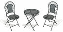 Set da Giardino Pieghevole in Ferro con Tavolo e 2 Sedie Soriani Loire Breakfast Nero
