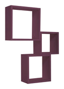 Set 3 Mensole da Parete Cubo in Fibra di Legno Incubo Viola Melanzana