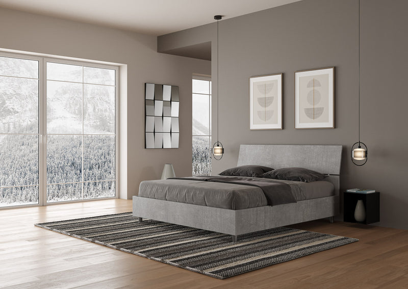 Letto Matrimoniale con Alzata Comoda Testata Inclinata Demas Cemento Varie Misure