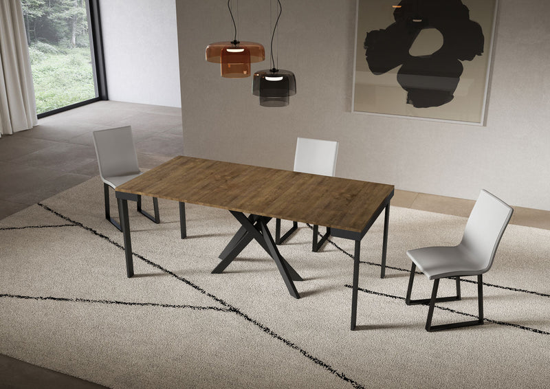 Consolle Allungabile 90-300x40x77 cm Saki Evolution Noce Gambe Antracite 