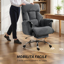 Sedia da Ufficio Girevole Reclinabile a 3 Livelli 80x80x106-114A cm con Doppia Imbottitura Poggiapiedi in Flanella Grigio Scuro      