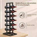 Cantinetta Vini Portabottiglie da Terra 31x23x84,5 cm Capienza per 12 Bottiglie in Metallo Nero      