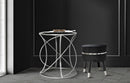 Tavolinetto Saturn Ø50x55 cm in Ferro e Specchio e MDF Argento