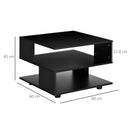 Tavolino da Caffè Asimmetrico 60x60x45 cm con Ripiani e Piedini Regolabili in Legno Nero