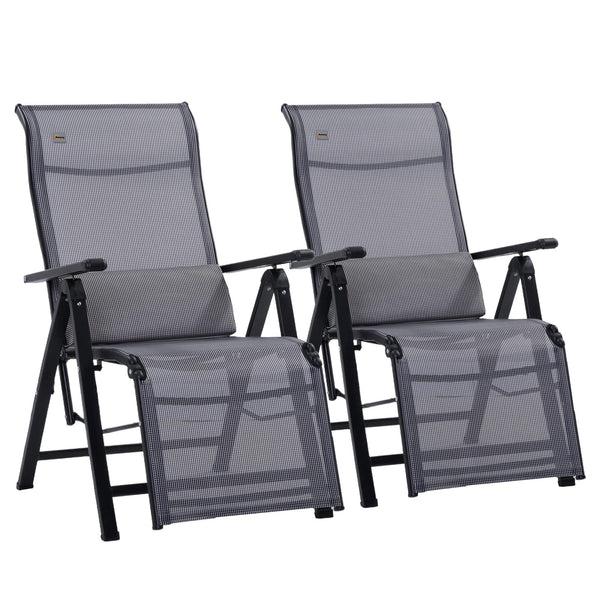 Lot de 2 Transats Inclinables Zero Gravity 65x70x111 cm en Acier et Tissu Filet Gris prezzo