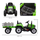 Trattore Elettrico per Bambini 12V con Rimorchio Verde
