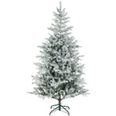 Albero di Natale Innevato Alto 180 cm con 1207 Rami Realistici e Base in Metallo Pieghevole Verde e Bianco      
