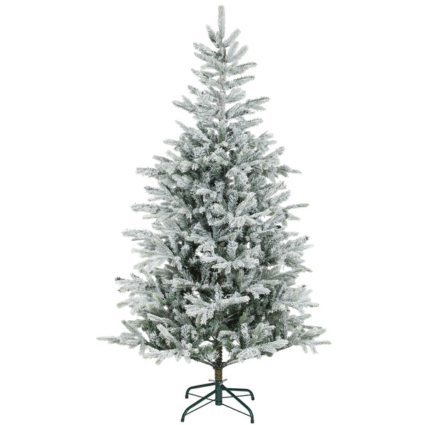 Albero di Natale Innevato Alto 180 cm con 1207 Rami Realistici e Base in Metallo Pieghevole Verde e Bianco sconto