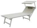 Lettino Prendisole da Giardino 185x61x39,5 cm Telaio in Alluminio Bianco e Textilene Grigio