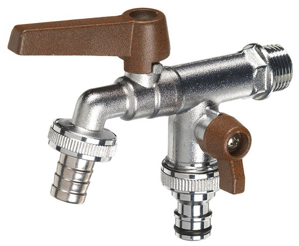 Robinet à bille double pour fontaine de jardin avec leviers colorés Belfer RUB/027 Rouille prezzo