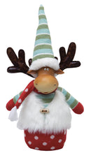 Set 2 Pupazzi Renna H44 cm in Tessuto Pois e Righe