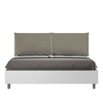 Letto Matrimoniale Struttura Bianco Frassico con Cuscini in Similpelle Egos Appia Cappuccino Varie Misure
