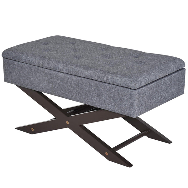 sconto Pouf Coffre Rembourré Gris 80x40x42 cm