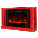 Camino Elettrico da Pavimento 72,5x121,5x30 cm Effetto Fiamma 1500W Bernard mini rosso & Adeli Rosso