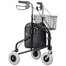 Deambulatore per Anziani e Disabili ad Altezza Regolabile 60x62x84-100,5 cm con Cestino e Vassoio Nero   