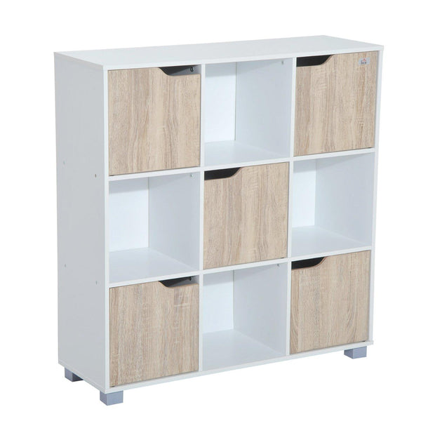 online Bibliothèque Étagère à 9 Compartiments Blanc et Chêne 89,5x30x93 cm