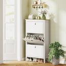 Scarpiera Slim 80x24x131 cm con 3 Cassetti e Ripiani Regolabili per 21 Paia di Scarpe in Pannello di Particelle Bianco      