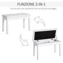 Panca Sgabello Pianoforte con Vano Portaoggetti in Similpelle e Legno 76x36x50 cm Bianco 