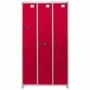 Armadietto 3 Ante 90x180x50 cm per Scuole Palestre e Spogliatoi in Acciaio Rosso