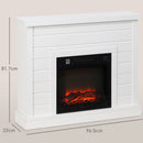 Camino Elettrico da Pavimento 1800W Effetto Fiamma e Telecomando 96,5x22x81,7 cm Bianco