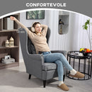 Poltrona da Salotto 75x83x104 cm con Pouf Poggiapiedi in Tessuto Grigio  