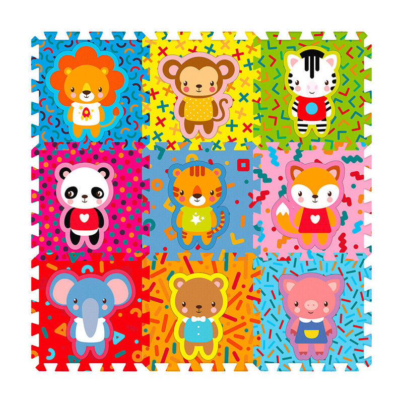 Tappeto Puzzle 9pz per Bambini Componibile Animali Multicolore