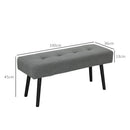 Panca Fondoletto 100x36x45 cm in Tessuto Effetto Velluto a Coste Grigio   