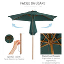 Ombrellone da Giardino Ø2,5 m Palo Ø38 mm in Legno Verde
