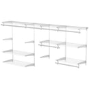 Organizer in Acciaio da Parete 249,4x38,8x162 cm 9 Ripiani Regolabili e 5 Aste per Appendere in Acciaio Bianco
