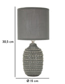 Lampada da Comodino Points Grigia Ø15x30,5 cm in Ceramica e Ferro e Tessuto Grigio      