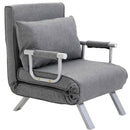 Poltrona Letto Singolo con Schienale Regolabile a 5 Livelli e Cuscino 65x69x80 cm in Tessuto Grigio Chiaro