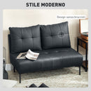 Divano 2 Posti Design Moderno 115x73x83 cm Senza Braccioli e Trapuntato in Finta Pelle Nero  