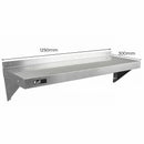 Set 2 Mensole a Muro 125x30 cm per Cucine di Ristoranti Pizzerie in Acciaio Inox