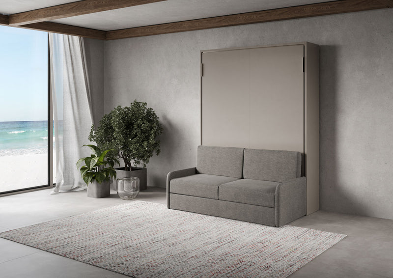 Letto Matrimoniale Francese A Scomparsa 140 Versia Con Divano Argilla      