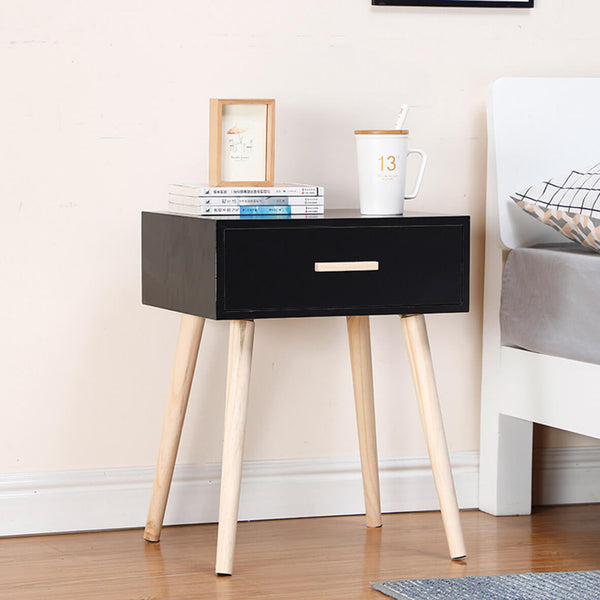 sconto Table de Chevet 1 Tiroir en Bois 42x35x53 cm Toby Noir