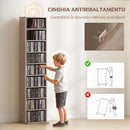 Libreria 33x24x140 cm Scaffale Porta CD con 6 Ripiani Regolabili Capacità di 260 CD/120 DVD Color Legno      